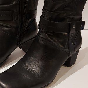 Earth Origins Black Leather Heel Boots Women’s 8.5